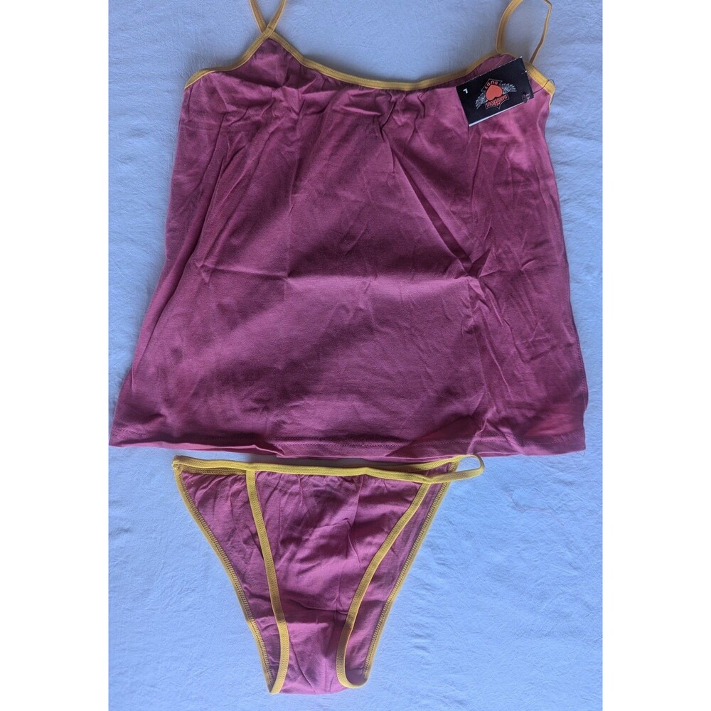 Dangerous Duds Sz L Pink Cami & Panty Set NWT 100% Cotton Sleepwear